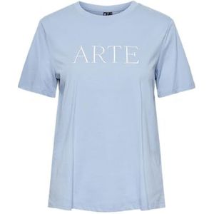 PIECES Dames Pcnori Ss T-Shirt Bc, Zachte Chambray/Print: arte, XL, Zachte Chambray/Print: Arte, XL