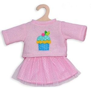 Heless 2050 - kledingset voor poppen, 2-delig met trui en tule rok, in de kleuren blauw, roze en roze, gesorteerd, maat 35-45 cm
