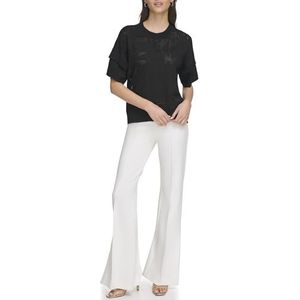 DKNY Sweatshirt met korte mouwen voor dames, zwart, XX-Small, zwart, XXS