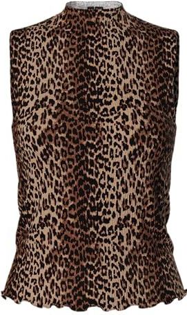 Pieces - Pcflora Sl Top Jrs Bc 17155406 - Top - Zwart/Bruin - Dames