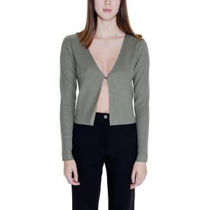 Morgan Dames vest met lange mouwen, geribbeld, groen, maat S, Kaki, S