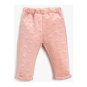 Koton Legging met hartvormige opdruk met elastiek in de taille, joggingbroek voor meisjes, roze (274), 12-18 Maanden