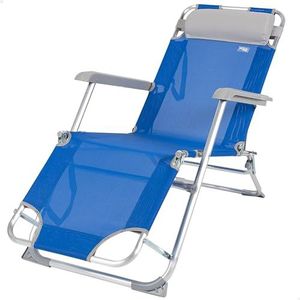 AKTIVE Strandstoel, aluminium + textiel 2 x 1, blauw, 47 x 95 x 75 cm