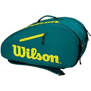 Wilson WR8902101001 Padelkoffer voor kinderen en jongeren, voor maximaal 4 rackets, groen/geel