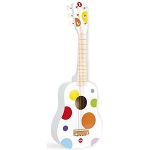 Janod - Confetti Wooden Guitar - Pretend Play and Musical Awakening Toy - Red - from 3 Years Old, J07598