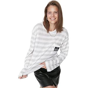 Trendyol Dames Regular Basic Crew Neck Gebreide Blouse, Lichtgrijs, XS