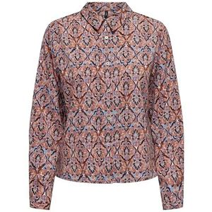 Onlnova Life VIS L/S Maya Shirt AOP, Rood Orange/Aop: 591 Soul, S