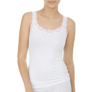 CALIDA Etude Toujours Tanktop voor dames, met Swiss+Cotton keurmerk, elegante krijtstreep look en delicate kant op de hals