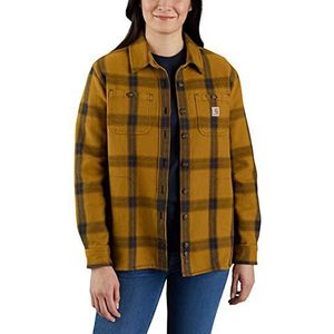 Carhartt geruite overhemd met lange mouwen en losse pasvorm, zwaargewicht twill werkshirt met knoop naar beneden, Carhartt bruin, XL