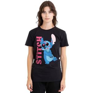 Lilo Stitch bedekt met kisses dames T-shirt, zwart, klein, Zwart, S