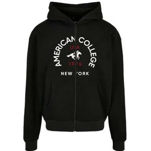 AMERICAN COLLEGE USA Sweatshirt met ritssluiting, zwart, voor kinderen, maat 14 jaar, model Ac10, 100% katoen, Zwart, 14 Jaar