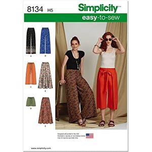 Simplicity Patroon 8134 Misses' gemakkelijk te naaien broek en shorts, papier, wit, tapijt Uni Dark Beige Maat: 80x150 cm