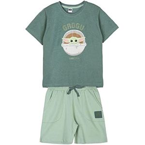 CERDÁ LIFE'S LITTLE MOMENTS - Tweedelige zomerset voor jongens | Shorts + T-shirt van 100% katoen van The Mandalorian - Officieel Star Wars gelicentieerd product, Donker Groen, 6 jaar