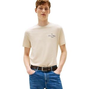 Tommy Hilfiger S/S T-shirt voor heren, Bruin (Heathered Havermoutmelk), XS