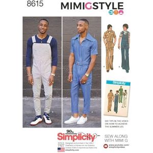 Simplicity 8615Pattern 8615 Heren Vintage Jumpsuit en Overalls, Papier, Wit, AA (34-36-38-40-42)