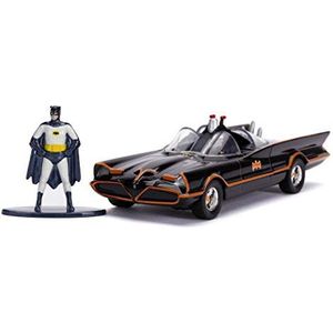 Jada Toys 253213002 Classic Batmobil 1966, 1:32 modelauto incl. Batman figuur, deuren kunnen worden geopend, met vrijloop, zwart