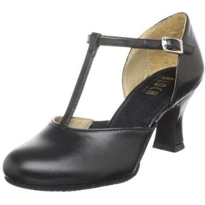 Bloch Dames Splitflex T-Strap Character Shoe gevoerde binnenzool, suède voorvoetzool, korte schacht met een elastisch paneel, uitstekende pasvorm, zwart, 37 EU