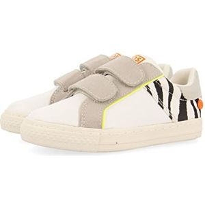 Witte sneakers van Omis met zebraprint en fluorescerende accenten voor kinderen, Zebra, 29 EU