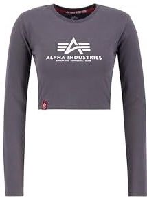ALPHA INDUSTRIES - Basic Cropped LS - T-shirt - Zwart - Katoen/Elastaan