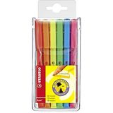 Tekstmarkeerstift - STABILO flash - 6 stuks - met 6 verschillende kleuren