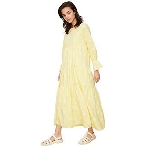 TRENDYOL Frau Modest Maxi Smock-jurk, regular geweven stof jurk, geel, 38