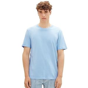 TOM TAILOR Denim Basic T-shirt voor heren met logo-print, 32245-Washed Out Middle Blue, L