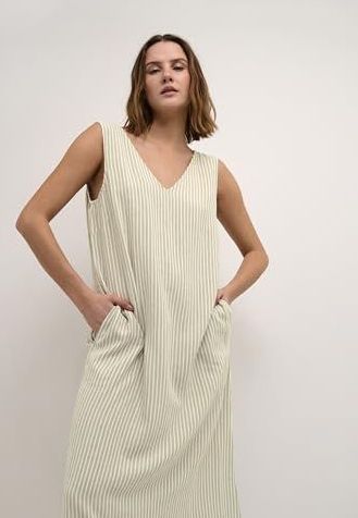 Kaffe Jurk 'Milia'  beige / wit