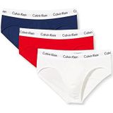 Calvin Klein heren Hip Briefs 3p Hip Brief, Wit/Red Ginger/Pyro Blue, XS