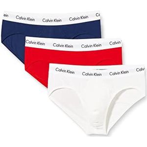 Calvin Klein heren Hip Briefs 3p Hip Brief, Wit/Red Ginger/Pyro Blue, XL
