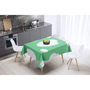 Bonamaison Tafelkleed, Anti-Mold, Sneldrogend, Waterdicht, 100% Polyester Tafellaken, Petroleum Groen, Wit, 140 x 140 Cm - Ontworpen en Vervaardigd in Turkije