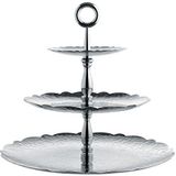 Alessi ""Dressed for X-mas"" 18/10 roestvrijstalen taartstandaard met 3 schotels met reliëfdecoratie, zilver