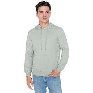 Trendyol Man Basics Regular Basic Hoodie Gebreid Sweatshirt, Lichtgroen, L