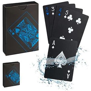 Relaxdays pokerkaarten - 2 decks - 54 kaarten - spelkaarten - waterbestendig - zwart