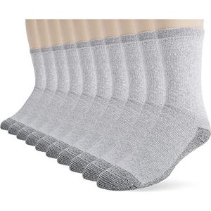Fruit of the Loom Men's Cotton Work Gear Tube Socks | Cushioned, Wicking, Durable | 10 Pack, Grey, Shoe Size: 6-12