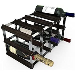RTA Traditioneel wijnrek -Volledig gemonteerd, hout, zwarte as, capaciteit 12 flessen