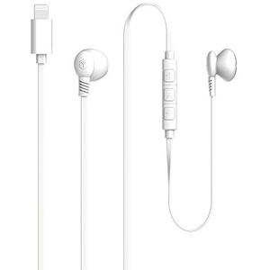 RYGHT L-Buds - Lightning bedrade hoofdtelefoon - 1 meter platte kabel, helder en evenwichtig stereogeluid, geïntegreerde microfoon - wit