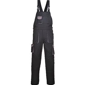 Portwest TX12 Heren Texo Contrast Bib en Brace Werkoverall Zwart Tall, L