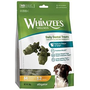 WHIMZEES Krokodil, natuurlijke, graanvrije tandverzorgingssnacks, kauwstangen voor middelgrote honden, 12 stuks, maat M