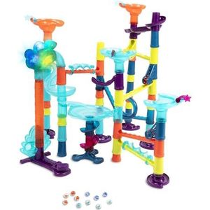 Branford LTD B. speelgoed – Marmer-Palooza – 62 stuks marmeren loopspeelgoed met verlichting en geluid – BPA-vrije STEM speelgoed marmeren track voor kinderen 3 jaar + (62-stuks)