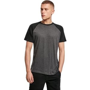 Build Your Brand Raglan Contrast Tee T-shirt voor heren, grijs/zwart (charcoal/black), L