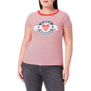 Love Moschino Dames Boxy Fit Short-Sleeved T-shirt, Wit RED, 42, wit-rood., 42