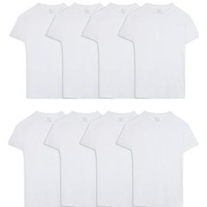 Fruit of the Loom Lichtgewicht onderhemden van actieve katoenmix voor heren, Katoenmix witte ronde T-shirts (8 stuks), M