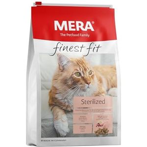 MERA Finest fit Gesteriliseerd kattenvoer droog voor gesteriliseerde of gecastreerde katten, droogvoer van vers gevogelte en rijst, vetarm voer zonder suiker (10 kg)