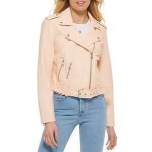 Levi's Women's Belted Faux Leather Moto Jacket (Regular & Plus Size), Peach Puree, 2X
