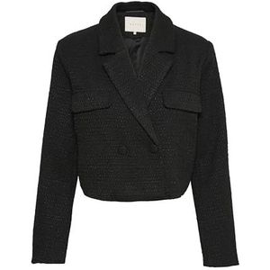 Kaffe Damesblazer Cropped Double Breasted Loop Notch Lapel Regular Fit Dames, Black Deep, 44 NL