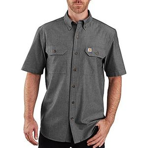 Carhartt Heren Loose Fit Midweight Chambray Short Sleeve Work Utility Button Down Shirt, Black Chambray, S