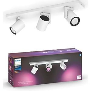Philips Hue Argenta Opbouwspot 3-Lichts - Wit en Gekleurd Licht - Duurzame LED Verlichting - Dimbaar - Verbind met Bluetooth of Hue Bridge - Werkt met Alexa en Google Home - Wit