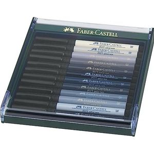 Faber-Castell, Pitt Artist Pen Brush, 267423, inktpatroon met 12 stuks, grijstinten