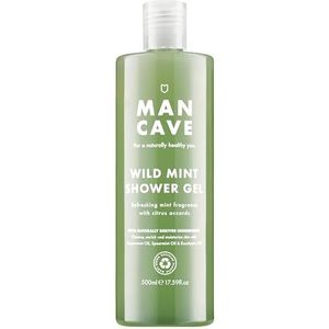 ManCave Wild Mint douchegel voor mannen, stimulerend aroma met citroen-, pepermunt- en eucalyptusolie, sulfaat- en parabenenvrij, natuurlijk, veganistisch, dierproefvrij, 500 ml