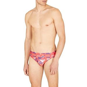 Emporio Armani Swimwear Men's Emporio Armani All Over Logo Low Swim Briefs, Coral, 52, koraalrood